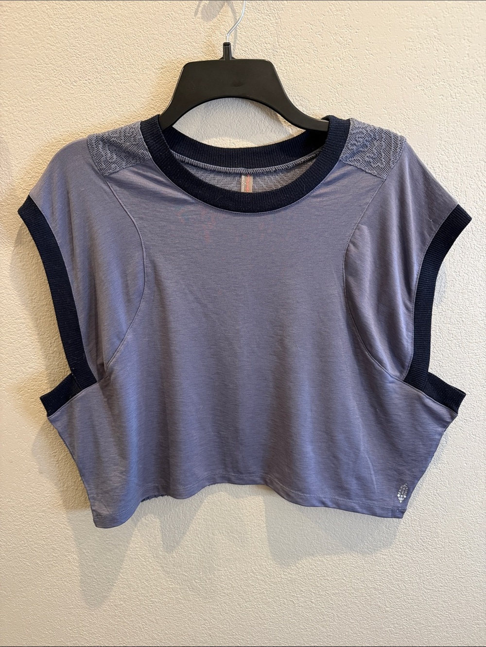 FP Movement by Free People Women's Short-Sleeve Crop Top in Dusty Blue Small
